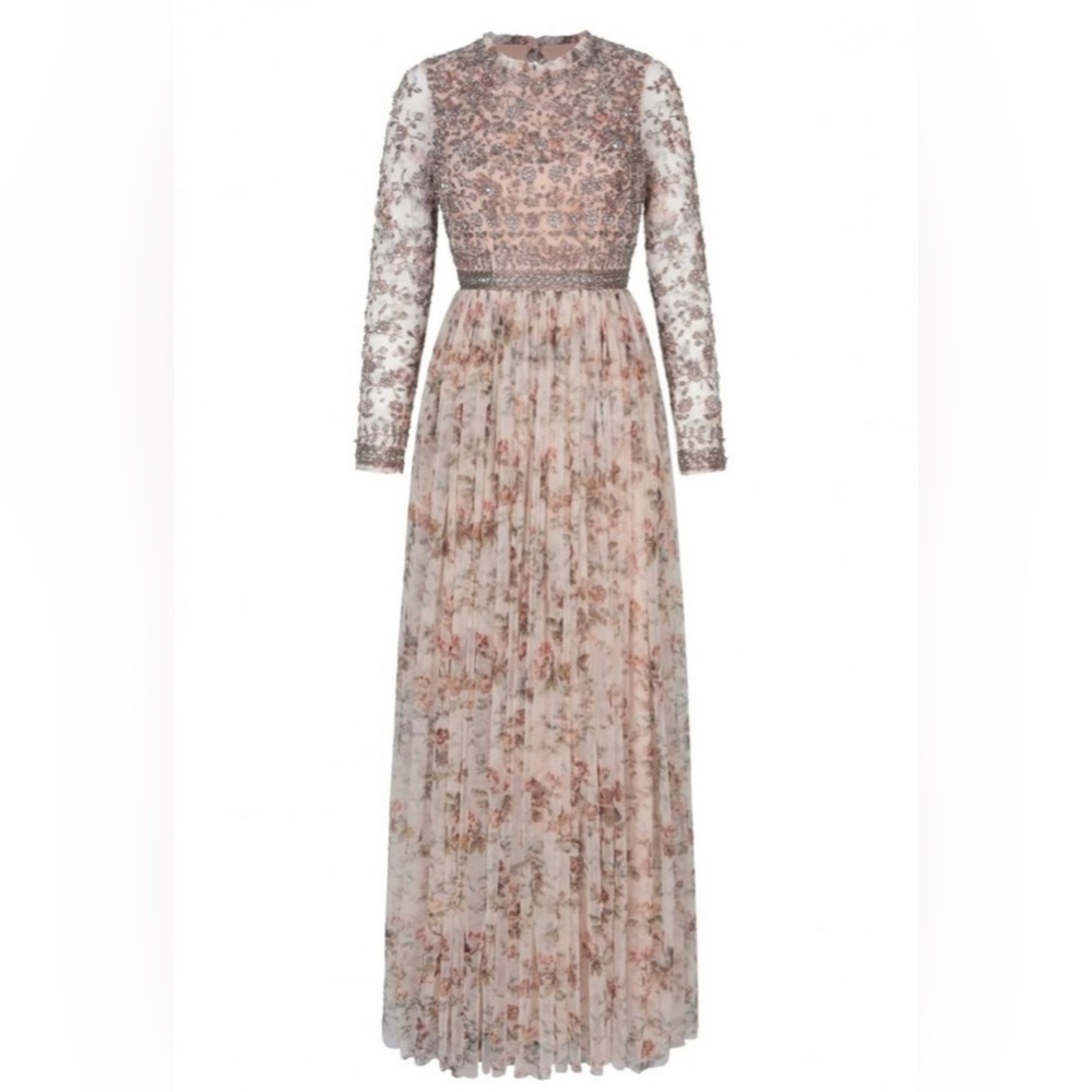 Brand New Needle & Thread Andromeda Garland Long Sleeve Gown - Picture 2 of 5